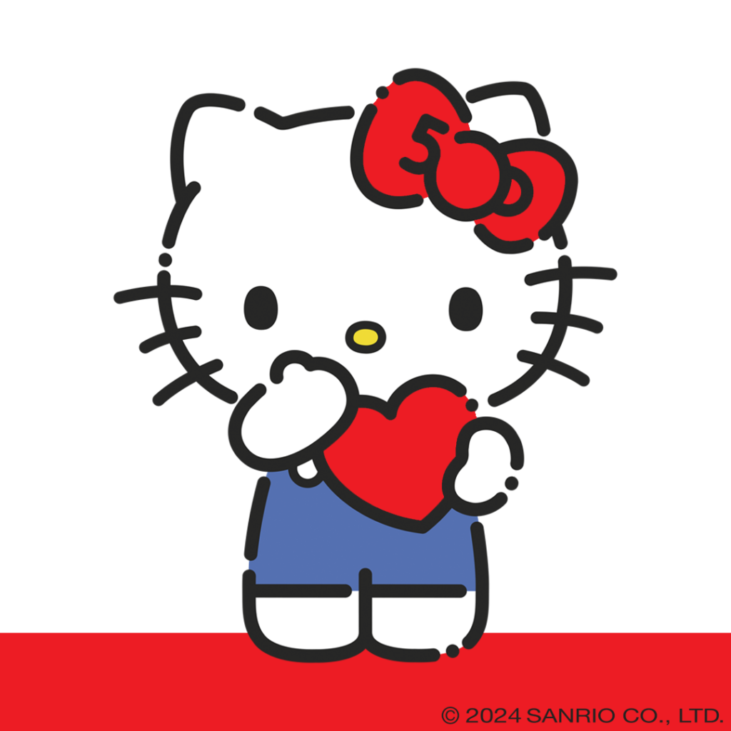 Hello Kitty sylissään sydän.